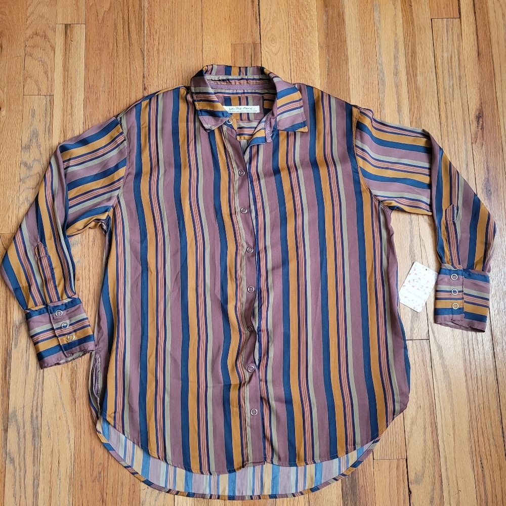 Free people We The Free All Smiles Striped Shirt Multocolor Size XS Oversized - Picture 14 of 15
